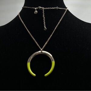 J. Crew, Long Gold And Neon Yellow Lucite Cresent Moon Necklace
